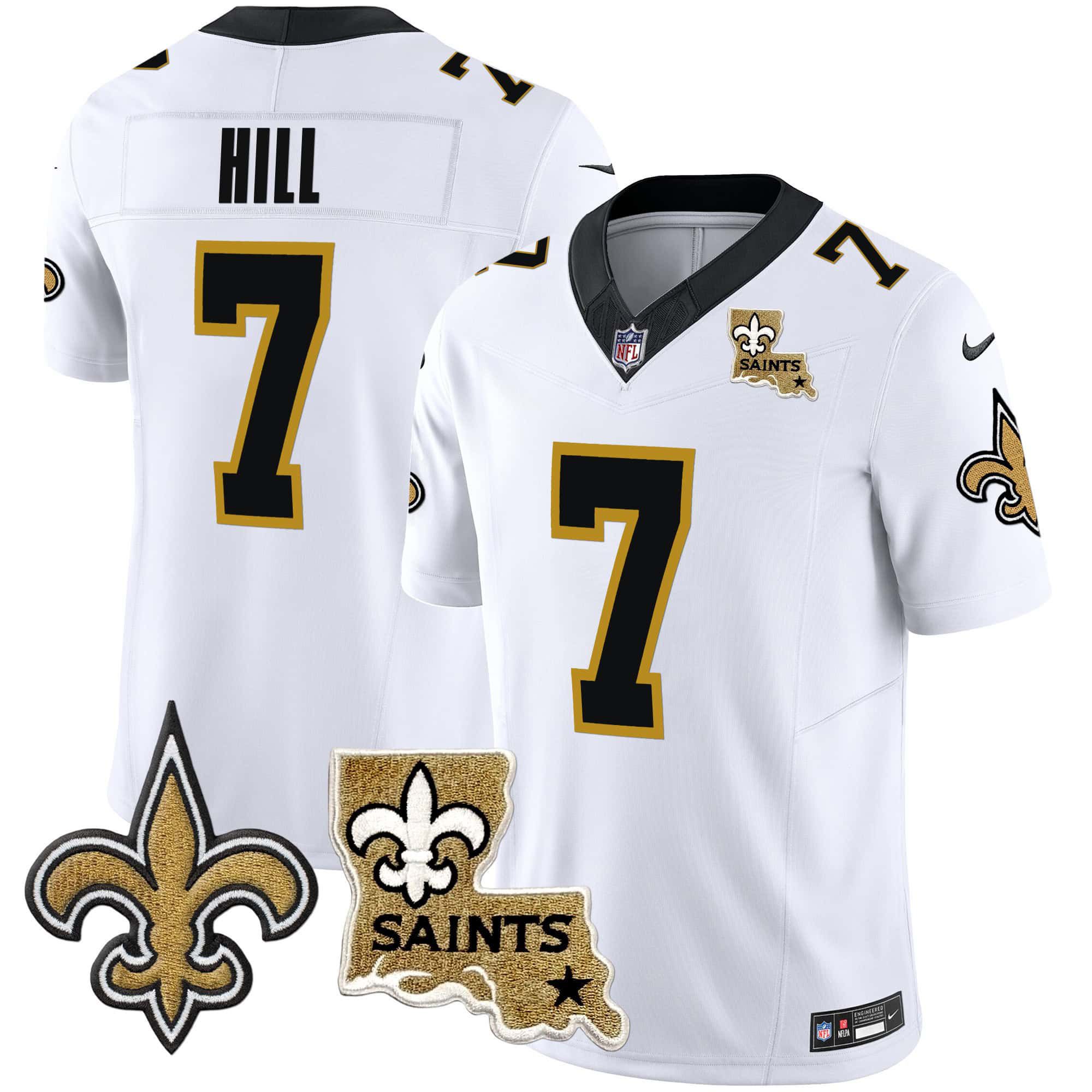 Men New Orleans Saints #7 Hill White 2024 Nike Vapor Limited NFL Jersey